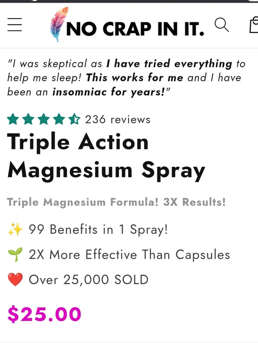 No Crap In It Magnesium Body Spray - Picture 4 of 8
